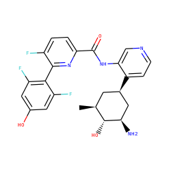 C[C@H]1C[C@@H](c2ccncc2NC(=O)c2ccc(F)c(-c3c(F)cc(O)cc3F)n2)C[C@@H](N)[C@@H]1O ZINC000142057232