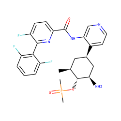 C[C@H]1C[C@@H](c2ccncc2NC(=O)c2ccc(F)c(-c3c(F)cccc3F)n2)C[C@@H](N)[C@@H]1OP(C)(C)=O ZINC000149208592