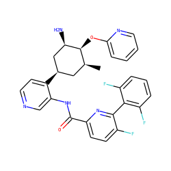 C[C@H]1C[C@@H](c2ccncc2NC(=O)c2ccc(F)c(-c3c(F)cccc3F)n2)C[C@@H](N)[C@H]1Oc1ccccn1 ZINC000261164505