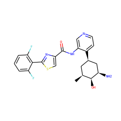 C[C@H]1C[C@@H](c2ccncc2NC(=O)c2csc(-c3c(F)cccc3F)n2)C[C@@H](N)[C@H]1O ZINC000169224252