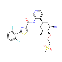 C[C@H]1C[C@@H](c2ccncc2NC(=O)c2csc(-c3c(F)cccc3F)n2)C[C@@H](N)[C@H]1OCCS(C)(=O)=O ZINC000261125240