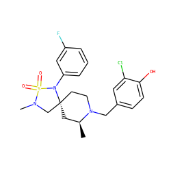 C[C@H]1C[C@]2(CCN1Cc1ccc(O)c(Cl)c1)CN(C)S(=O)(=O)N2c1cccc(F)c1 ZINC000095576423