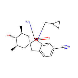 C[C@H]1C[C@]2(Cc3ccc(C#N)cc3[C@]23N=C(N)N(CC2CC2)C3=O)C[C@@H](C)[C@@H]1O ZINC000149630203