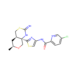 C[C@H]1C[C@H]2CSC(=N)N[C@@]2(c2nc(NC(=O)c3ccc(Cl)cn3)cs2)CO1 ZINC001772592722
