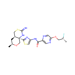 C[C@H]1C[C@H]2CSC(=N)N[C@@]2(c2nc(NC(=O)c3cnc(OC[C@@H](C)F)cn3)cs2)CO1 ZINC001772617463