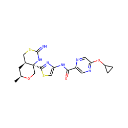 C[C@H]1C[C@H]2CSC(=N)N[C@@]2(c2nc(NC(=O)c3cnc(OC4CC4)cn3)cs2)CO1 ZINC001772585268