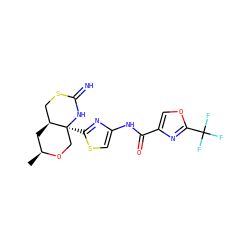 C[C@H]1C[C@H]2CSC(=N)N[C@@]2(c2nc(NC(=O)c3coc(C(F)(F)F)n3)cs2)CO1 ZINC001772580872