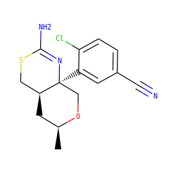 C[C@H]1C[C@H]2CSC(N)=N[C@@]2(c2cc(C#N)ccc2Cl)CO1 ZINC000147751710