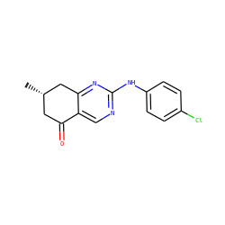 C[C@H]1CC(=O)c2cnc(Nc3ccc(Cl)cc3)nc2C1 ZINC000096282196