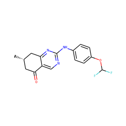 C[C@H]1CC(=O)c2cnc(Nc3ccc(OC(F)F)cc3)nc2C1 ZINC000096282190