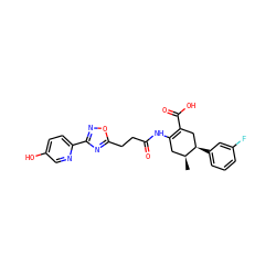 C[C@H]1CC(NC(=O)CCc2nc(-c3ccc(O)cn3)no2)=C(C(=O)O)C[C@H]1c1cccc(F)c1 ZINC000049049691