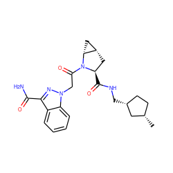 C[C@H]1CC[C@@H](CNC(=O)[C@@H]2C[C@H]3C[C@H]3N2C(=O)Cn2nc(C(N)=O)c3ccccc32)C1 ZINC000217719923
