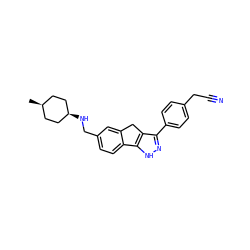 C[C@H]1CC[C@@H](NCc2ccc3c(c2)Cc2c(-c4ccc(CC#N)cc4)n[nH]c2-3)CC1 ZINC000253660189