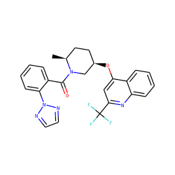 C[C@H]1CC[C@@H](Oc2cc(C(F)(F)F)nc3ccccc23)CN1C(=O)c1ccccc1-n1nccn1 ZINC000299868203