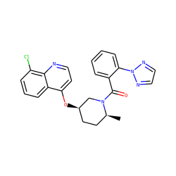 C[C@H]1CC[C@@H](Oc2ccnc3c(Cl)cccc23)CN1C(=O)c1ccccc1-n1nccn1 ZINC000299871768