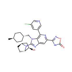 C[C@H]1CC[C@H](Cn2c(N3[C@H]4CC[C@H]3[C@H](O)C4)nc3cc(-c4noc(=O)[nH]4)nc(-c4cncc(Cl)c4)c32)CC1 ZINC000261179208