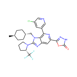 C[C@H]1CC[C@H](Cn2c(N3CCC[C@H]3C(F)(F)F)nc3cc(-c4n[nH]c(=O)o4)nc(-c4cncc(Cl)c4)c32)CC1 ZINC000261191720
