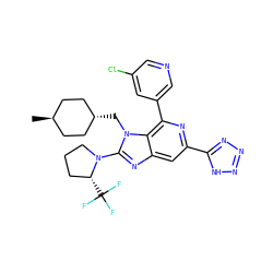 C[C@H]1CC[C@H](Cn2c(N3CCC[C@H]3C(F)(F)F)nc3cc(-c4nnn[nH]4)nc(-c4cncc(Cl)c4)c32)CC1 ZINC000261135287