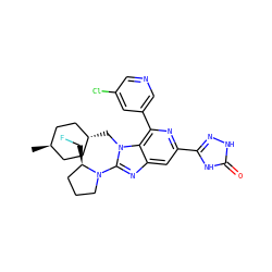 C[C@H]1CC[C@H](Cn2c(N3CCC[C@H]3CF)nc3cc(-c4n[nH]c(=O)[nH]4)nc(-c4cncc(Cl)c4)c32)CC1 ZINC000261079142