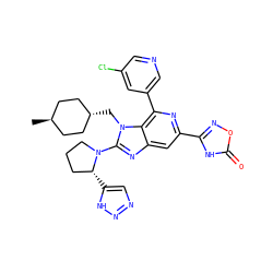 C[C@H]1CC[C@H](Cn2c(N3CCC[C@H]3c3cnn[nH]3)nc3cc(-c4noc(=O)[nH]4)nc(-c4cncc(Cl)c4)c32)CC1 ZINC000261187287