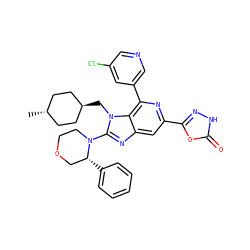 C[C@H]1CC[C@H](Cn2c(N3CCOC[C@H]3c3ccccc3)nc3cc(-c4n[nH]c(=O)o4)nc(-c4cncc(Cl)c4)c32)CC1 ZINC000261122699