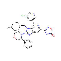 C[C@H]1CC[C@H](Cn2c(N3CCOC[C@H]3c3ccccc3)nc3cc(-c4noc(=O)[nH]4)nc(-c4cncc(Cl)c4)c32)CC1 ZINC000261171217