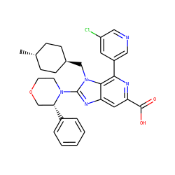 C[C@H]1CC[C@H](Cn2c(N3CCOC[C@H]3c3ccccc3)nc3cc(C(=O)O)nc(-c4cncc(Cl)c4)c32)CC1 ZINC000261120067