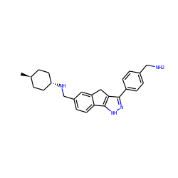 C[C@H]1CC[C@H](NCc2ccc3c(c2)Cc2c(-c4ccc(CN)cc4)n[nH]c2-3)CC1 ZINC000261155393