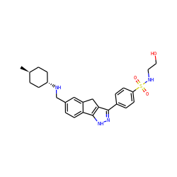 C[C@H]1CC[C@H](NCc2ccc3c(c2)Cc2c(-c4ccc(S(=O)(=O)NCCO)cc4)n[nH]c2-3)CC1 ZINC000253674024