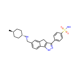 C[C@H]1CC[C@H](NCc2ccc3c(c2)Cc2c(-c4ccc(S(N)(=O)=O)cc4)n[nH]c2-3)CC1 ZINC000253660182