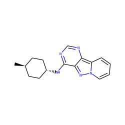 C[C@H]1CC[C@H](Nc2ncnc3c2nn2ccccc32)CC1 ZINC000653722879