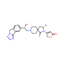 C[C@H]1CC2(CCN(C[C@@H](O)c3ccc4c(c3)-c3nnnn3C4)CC2)C(=O)N1C1=CC(=O)OC1 ZINC000653823296
