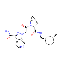 C[C@H]1CCC[C@@H](CNC(=O)[C@@H]2C[C@H]3C[C@H]3N2C(=O)Cn2nc(C(N)=O)c3ccncc32)C1 ZINC000210850493