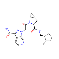 C[C@H]1CCC[C@@H]1CNC(=O)[C@@H]1C[C@H]2C[C@H]2N1C(=O)Cn1nc(C(N)=O)c2ccncc21 ZINC000210827271