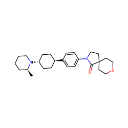 C[C@H]1CCCCN1[C@H]1CC[C@H](c2ccc(N3CCC4(CCOCC4)C3=O)cc2)CC1 ZINC001772576357