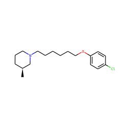 C[C@H]1CCCN(CCCCCCOc2ccc(Cl)cc2)C1 ZINC000653785904