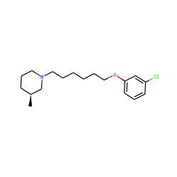C[C@H]1CCCN(CCCCCCOc2cccc(Cl)c2)C1 ZINC000653785951