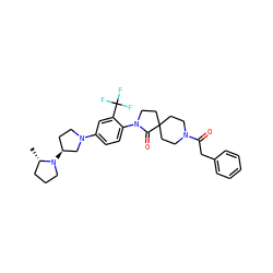 C[C@H]1CCCN1[C@H]1CCN(c2ccc(N3CCC4(CCN(C(=O)Cc5ccccc5)CC4)C3=O)c(C(F)(F)F)c2)C1 ZINC000146066355