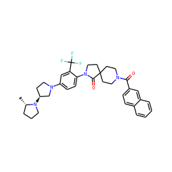 C[C@H]1CCCN1[C@H]1CCN(c2ccc(N3CCC4(CCN(C(=O)c5ccc6ccccc6c5)CC4)C3=O)c(C(F)(F)F)c2)C1 ZINC000140685213
