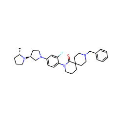 C[C@H]1CCCN1[C@H]1CCN(c2ccc(N3CCCC4(CCN(Cc5ccccc5)CC4)C3=O)c(F)c2)C1 ZINC000140621602