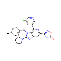 C[C@H]1CCCN1c1nc2cc(-c3noc(=O)[nH]3)nc(-c3cncc(Cl)c3)c2n1C[C@H]1CC[C@H](C)CC1 ZINC001772626001