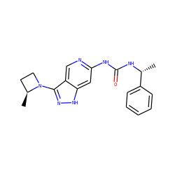 C[C@H]1CCN1c1n[nH]c2cc(NC(=O)N[C@H](C)c3ccccc3)ncc12 ZINC000210799164