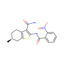 C[C@H]1CCc2c(sc(NC(=O)c3ccccc3[N+](=O)[O-])c2C(N)=O)C1 ZINC000000687045