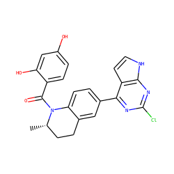 C[C@H]1CCc2cc(-c3nc(Cl)nc4[nH]ccc34)ccc2N1C(=O)c1ccc(O)cc1O ZINC000653661727
