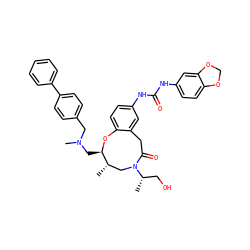 C[C@H]1CN([C@@H](C)CO)C(=O)Cc2cc(NC(=O)Nc3ccc4c(c3)OCO4)ccc2O[C@@H]1CN(C)Cc1ccc(-c2ccccc2)cc1 ZINC000095603371