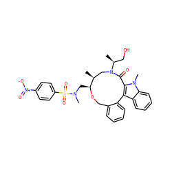 C[C@H]1CN([C@@H](C)CO)C(=O)c2c(c3ccccc3n2C)-c2ccccc2CO[C@H]1CN(C)S(=O)(=O)c1ccc([N+](=O)[O-])cc1 ZINC000095599797