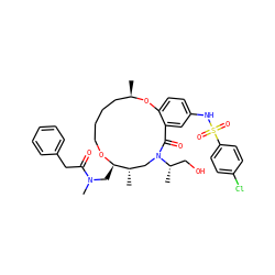 C[C@H]1CN([C@@H](C)CO)C(=O)c2cc(NS(=O)(=O)c3ccc(Cl)cc3)ccc2O[C@H](C)CCCCO[C@@H]1CN(C)C(=O)Cc1ccccc1 ZINC000095599626
