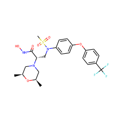 C[C@H]1CN([C@@H](CN(c2ccc(Oc3ccc(C(F)(F)F)cc3)cc2)S(C)(=O)=O)C(=O)NO)C[C@@H](C)O1 ZINC000029039858