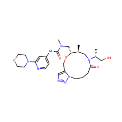 C[C@H]1CN([C@H](C)CO)C(=O)CCCn2nncc2CO[C@@H]1CN(C)C(=O)Nc1ccnc(N2CCOCC2)c1 ZINC000095604645