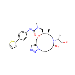 C[C@H]1CN([C@H](C)CO)C(=O)CCCn2nncc2CO[C@H]1CN(C)C(=O)Nc1ccc(-c2cccs2)cc1 ZINC000072138183